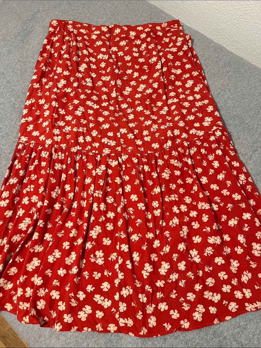 Madewell Midi Faux Wrap Skirt Size 14 Red Coastal - Picture 8 of 9